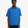 Camisas de lino de manga corta - Azul Pacífico