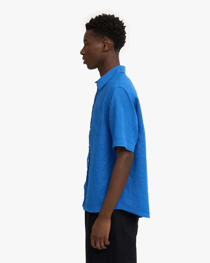 Camisas de lino de manga corta - Azul Pacífico