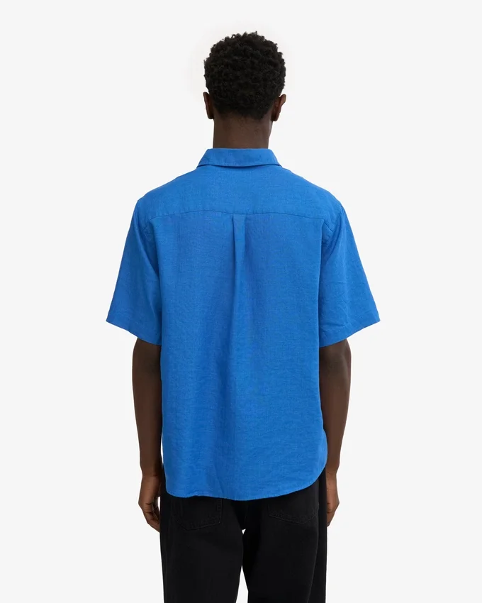 Camisas de lino de manga corta - Azul Pacífico