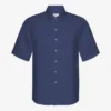 Camisas de lino de manga corta - Azul petróleo