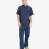 Camisas de lino de manga corta - Azul petróleo