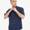Camisas de lino de manga corta - Azul petróleo