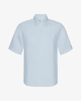 Camisas de lino de manga corta - Azul polar