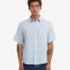 Camisas de lino de manga corta - Azul polar