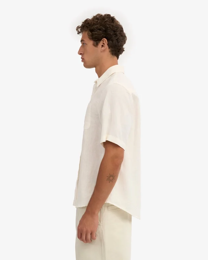 Camisas de lino de manga corta - Blanco marfil
