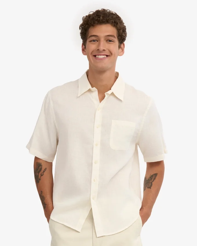 Camisas de lino de manga corta - Blanco marfil