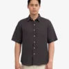 Camisas de lino de manga corta - Gris lava