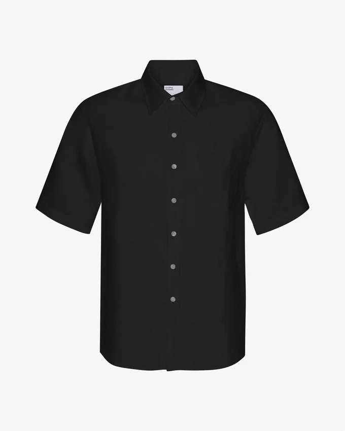 Camisas de lino de manga corta - Negro intenso
