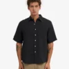 Camisas de lino de manga corta - Negro intenso