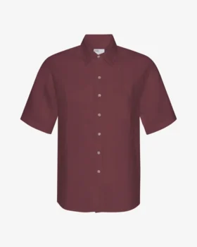 Camisas de lino de manga corta - Rojo sangre