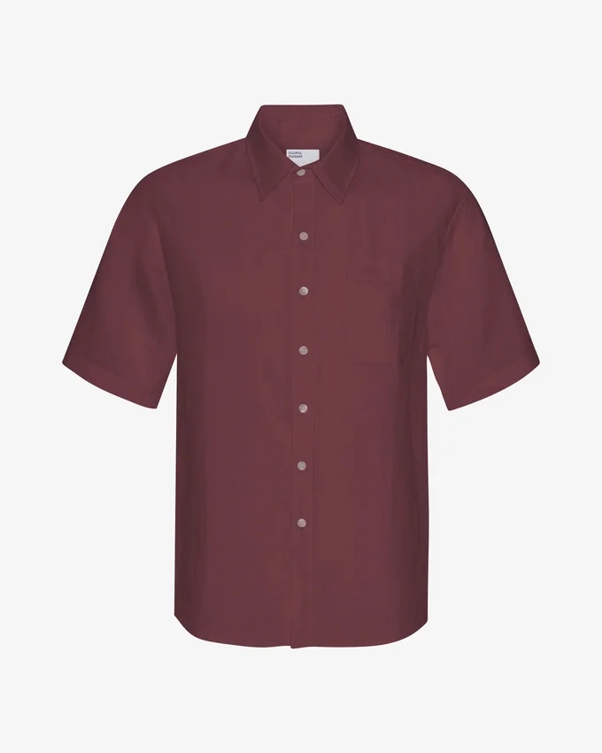 Camisas de lino de manga corta - Rojo sangre