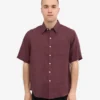 Camisas de lino de manga corta - Rojo sangre