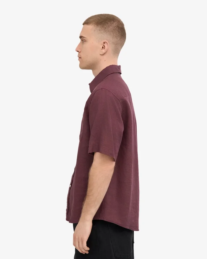 Camisas de lino de manga corta - Rojo sangre