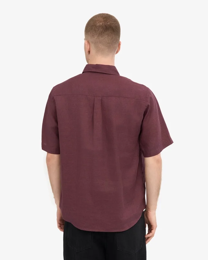 Camisas de lino de manga corta - Rojo sangre