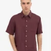 Camisas de lino de manga corta - Rojo sangre