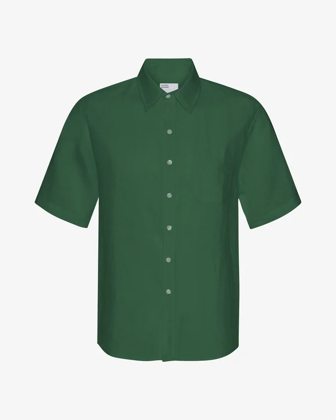 Camisas de lino de manga corta - Verde esmeralda