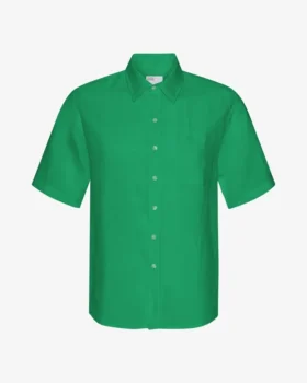 Camisas de lino de manga corta - Verde Kelly