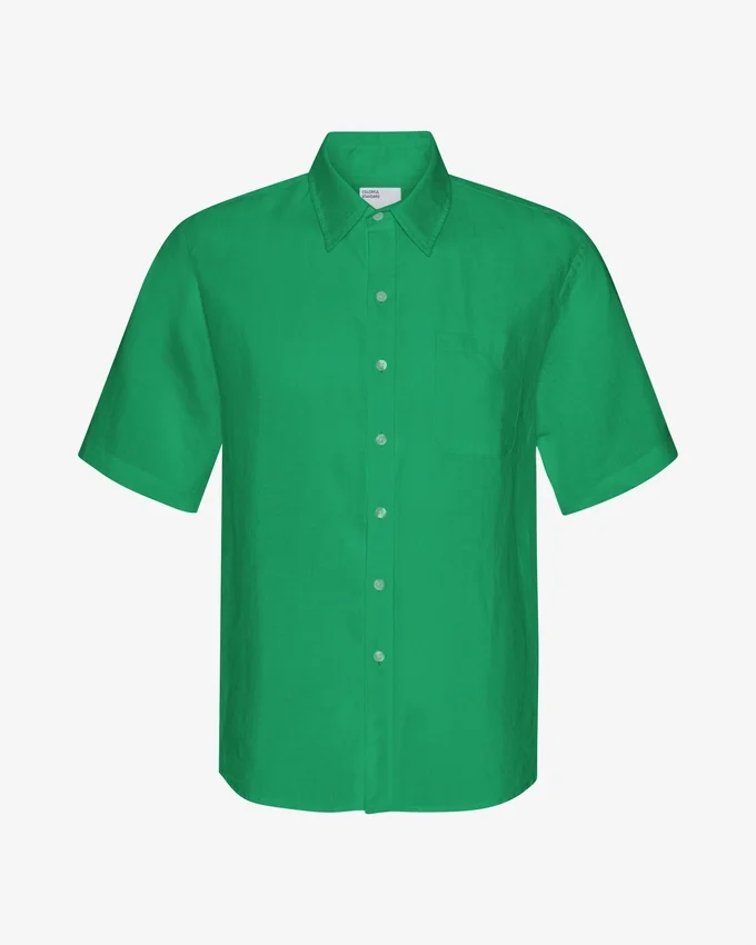 Camisas de lino de manga corta - Verde Kelly