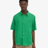 Camisas de lino de manga corta - Verde Kelly