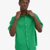 Camisas de lino de manga corta - Verde Kelly