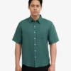 Camisas de lino de manga corta - Verde océano