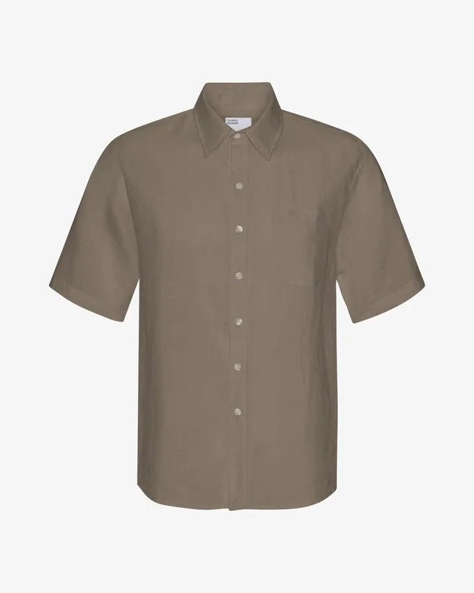 Camisas de lino de manga corta - Verde oliva apagado