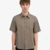 Camisas de lino de manga corta - Verde oliva apagado