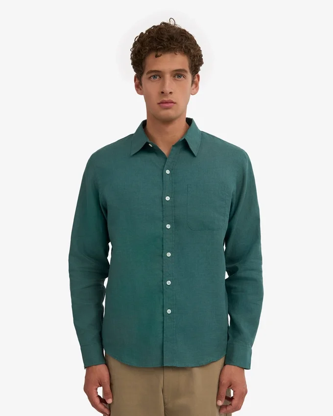 Camisas de lino - verde océano