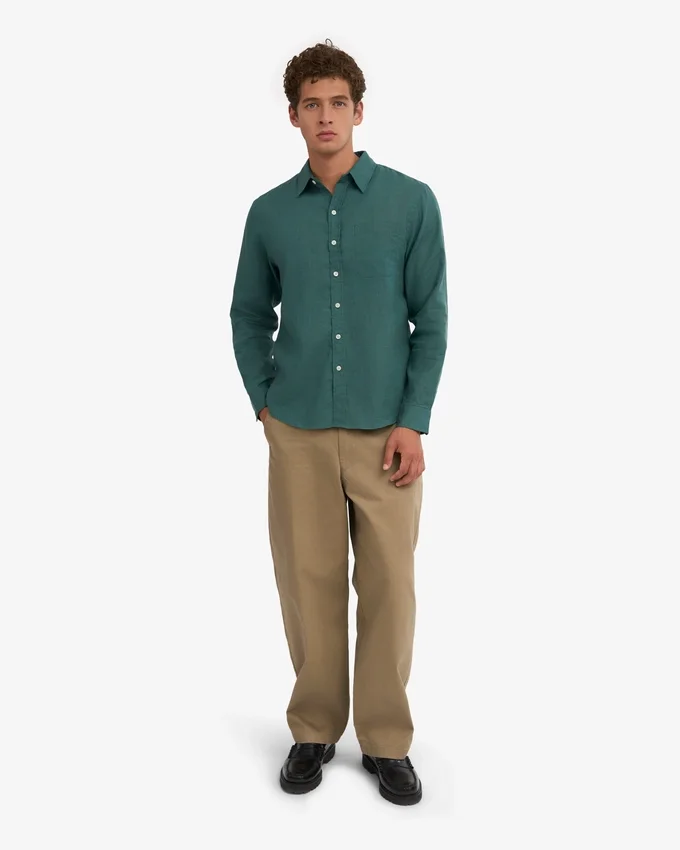 Camisas de lino - verde océano