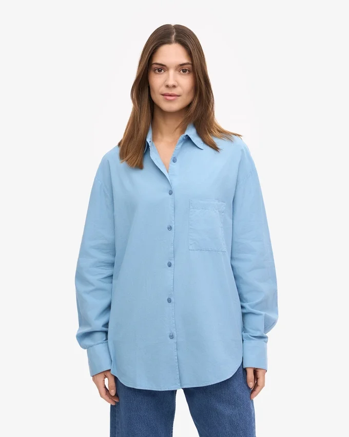 Camisas orgánicas de corte oversize - Azul mar