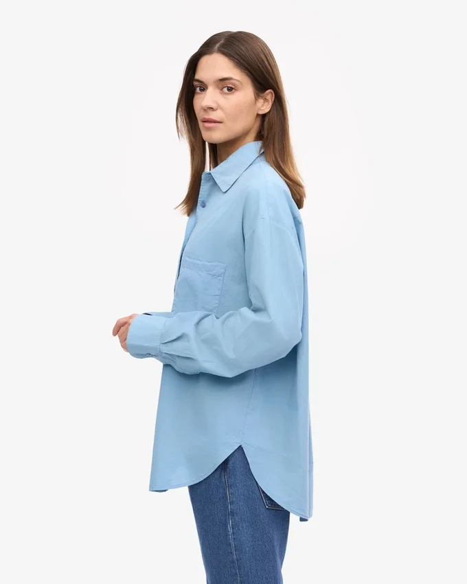 Camisas orgánicas de corte oversize - Azul mar