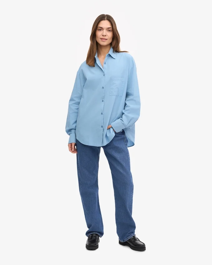 Camisas orgánicas de corte oversize - Azul mar