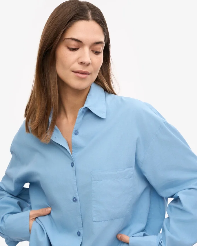 Camisas orgánicas de corte oversize - Azul mar