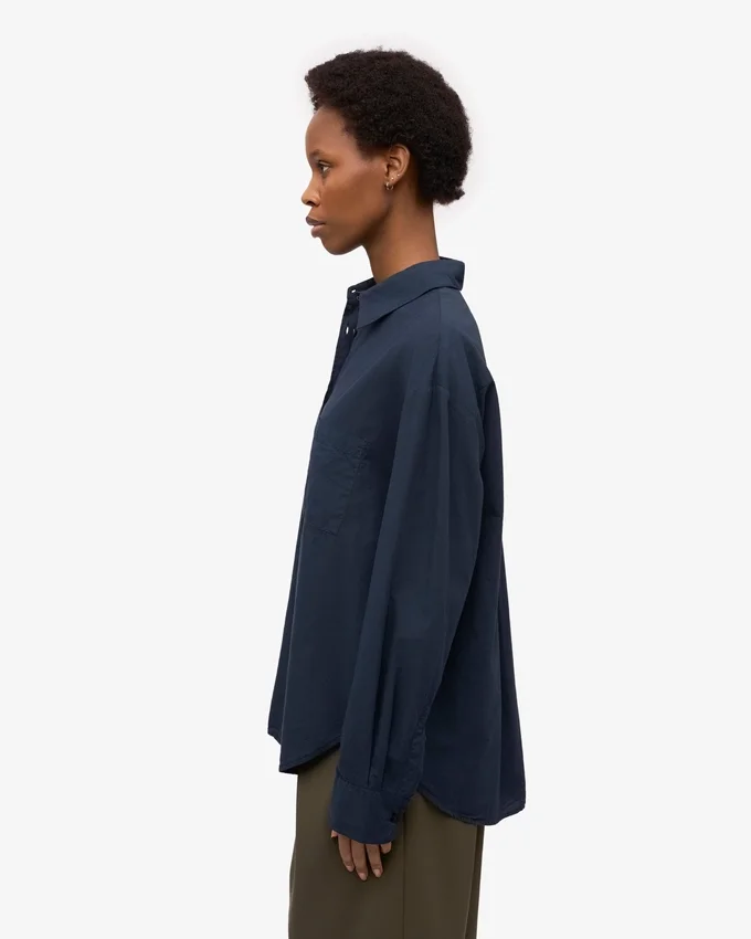 Camisas orgánicas de corte oversize - Azul marino