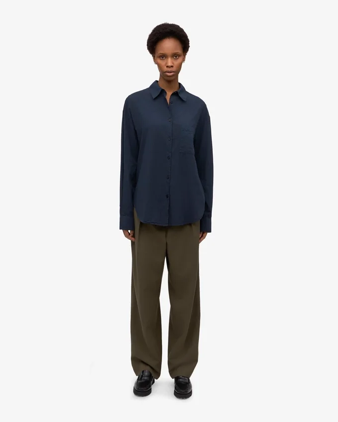 Camisas orgánicas de corte oversize - Azul marino