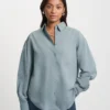 Camisas orgánicas oversize - Azul acero
