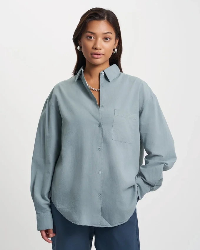 Camisas orgánicas oversize - Azul acero