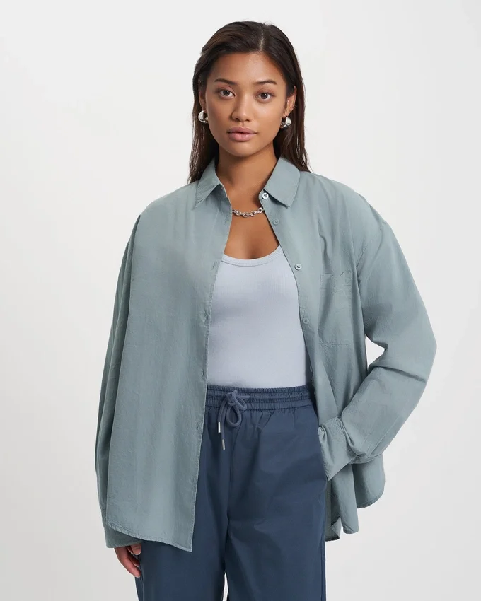 Camisas orgánicas oversize - Azul acero