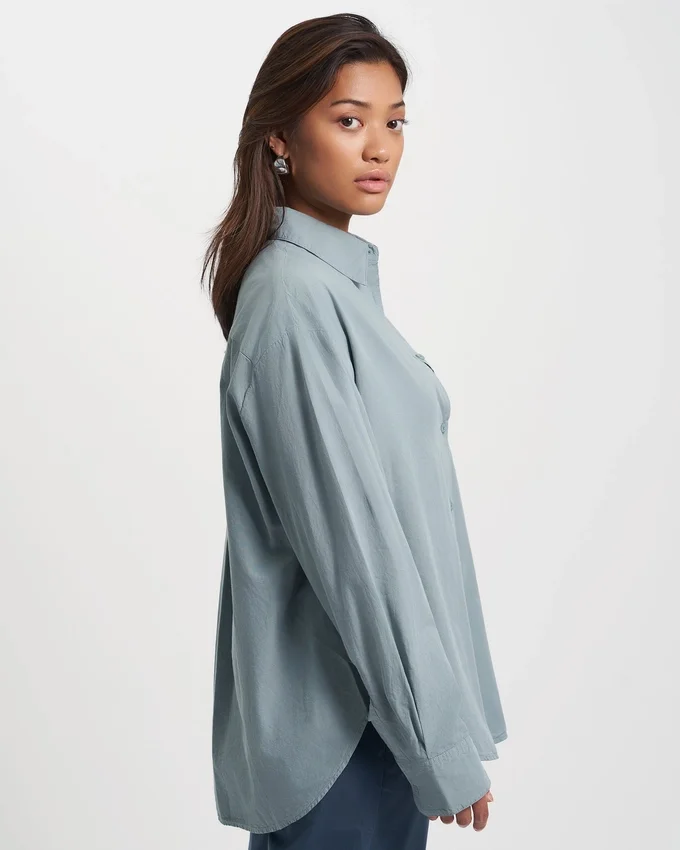 Camisas orgánicas oversize - Azul acero