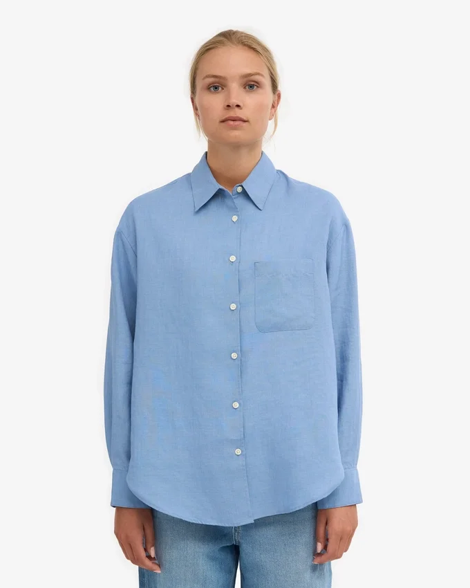 Camisas oversize de lino - azul mar