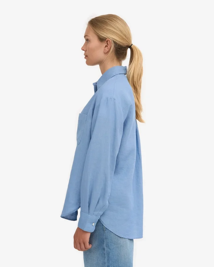 Camisas oversize de lino - azul mar
