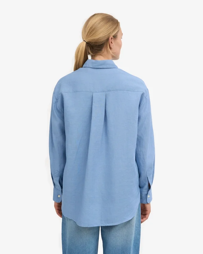 Camisas oversize de lino - azul mar