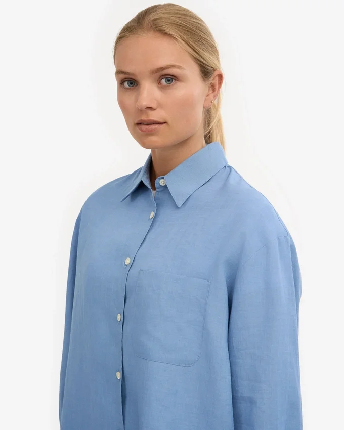 Camisas oversize de lino - azul mar