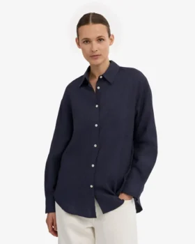 Camisas oversize de lino – Azul marino
