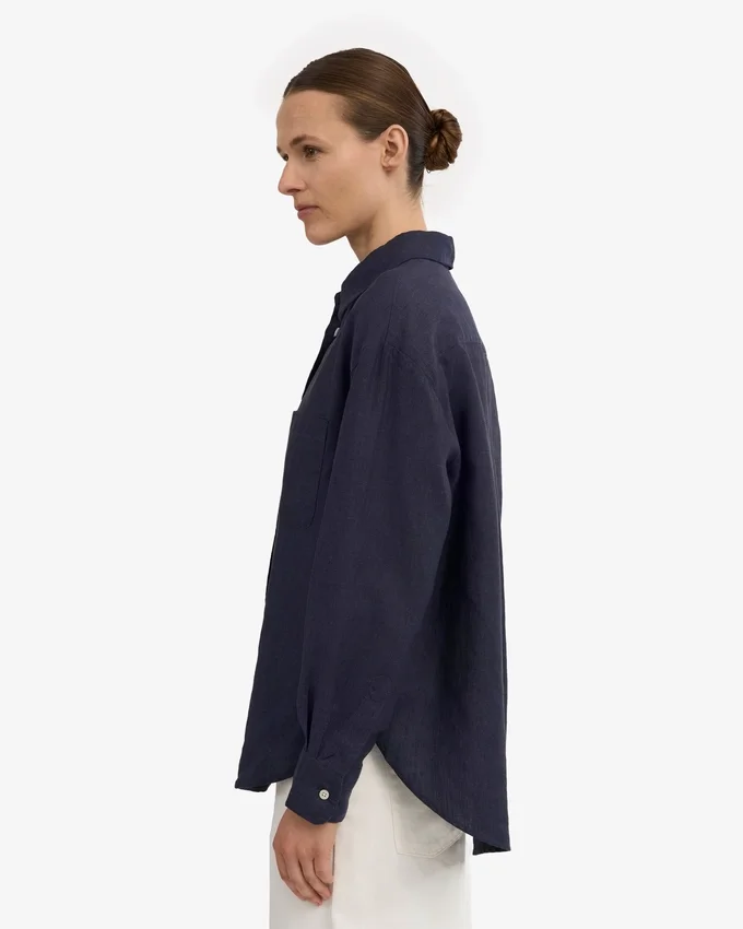 Camisas oversize de lino - Azul marino