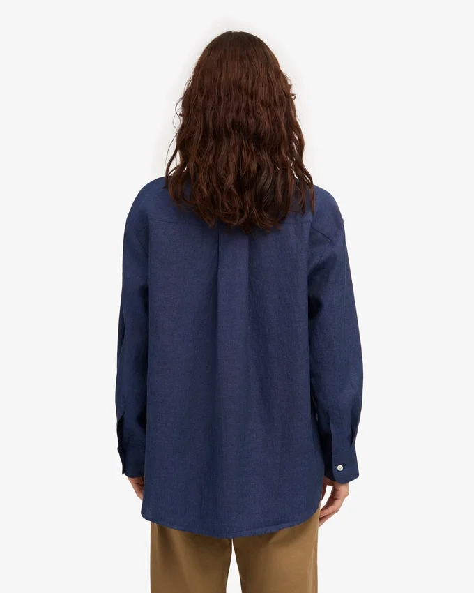 Camisas oversize de lino - Azul marino