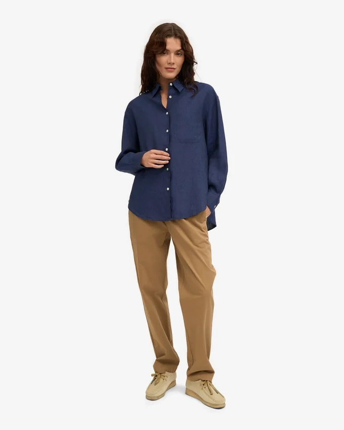 Camisas oversize de lino - Azul marino