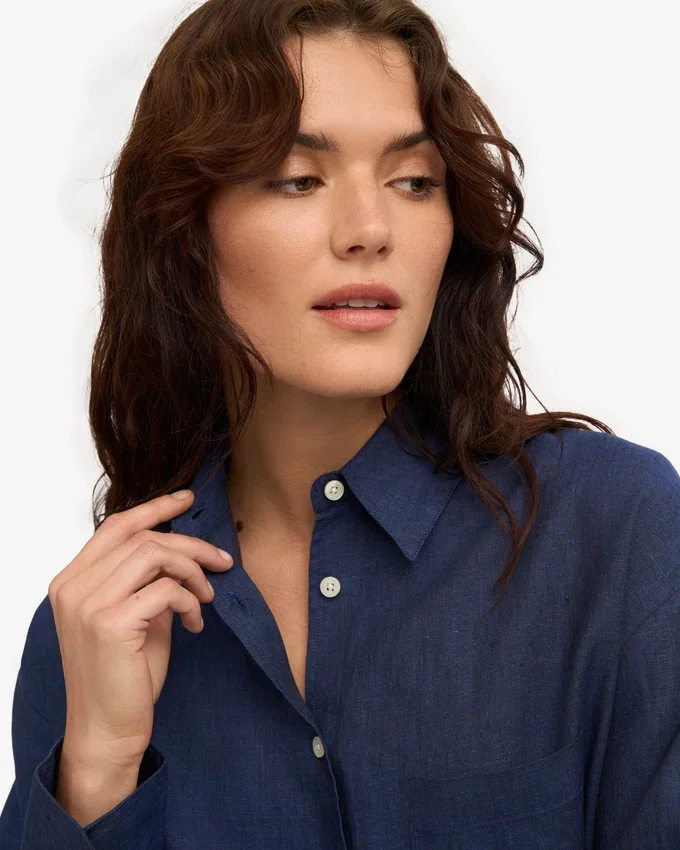 Camisas oversize de lino - Azul marino