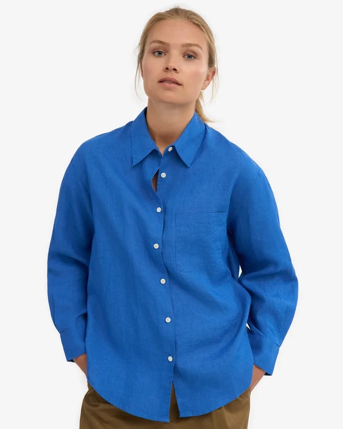 Camisas oversize de lino - Azul Pacífico