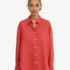 Camisas oversize de lino - Rojo mandarina